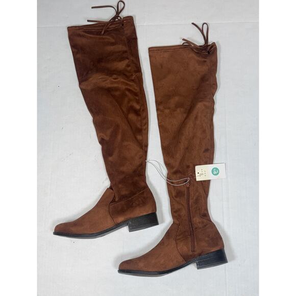 NEW A New Day Sidney Tall Cognac Suede Over Knee Fall Boots 9.5 Equestrian Brown - Picture 1 of 6